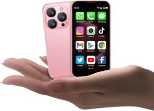 Mini Phone World's Smallest 3.0" HD Touch Screen Mini Smartphone Unlocked Android Compact Mobile Phone for Kids &Students Cell Phone wih Quad-Core Dual SLM Face lD2GB+16GB Pink